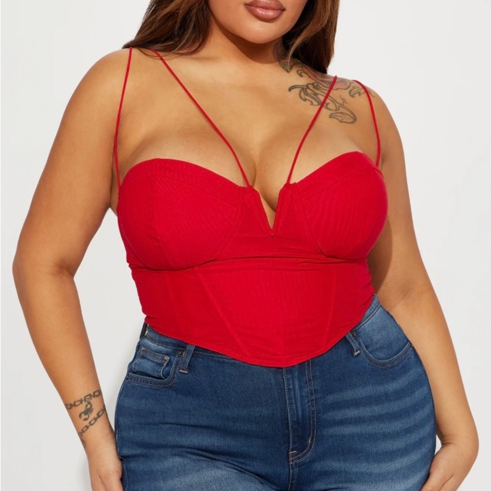 Fashion Nova Corset Too Red 1X